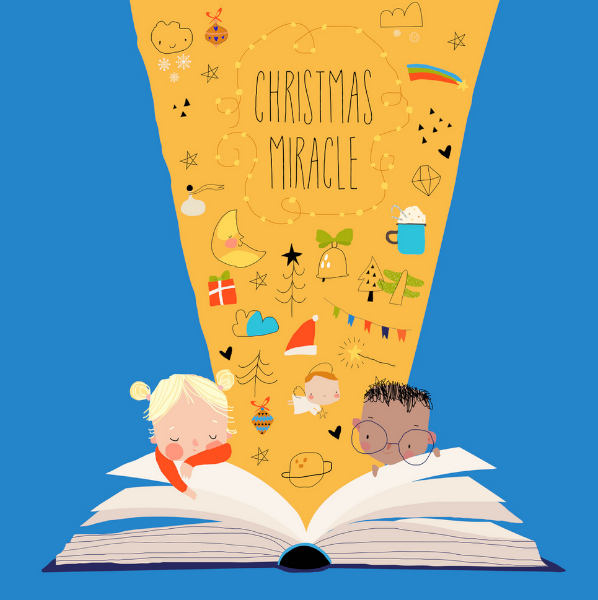 Illustration of children reading a big book design by MashaStarus